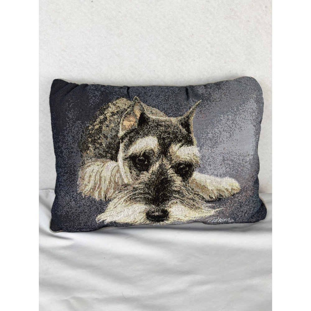 Schnauzer Dog Tapestry Throw Pillow 16x11 Accent Home Decor Vintage Style